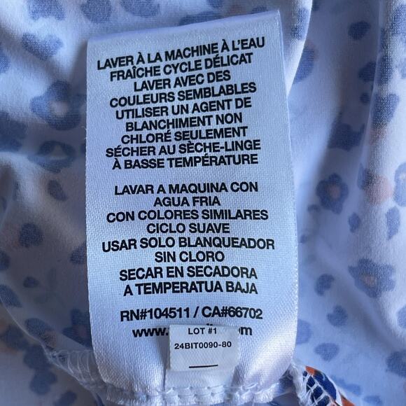 Birdie Bound Shirt Mens Large White Blue Red Floral Print Golf Performance Polo - Picture 6 of 8